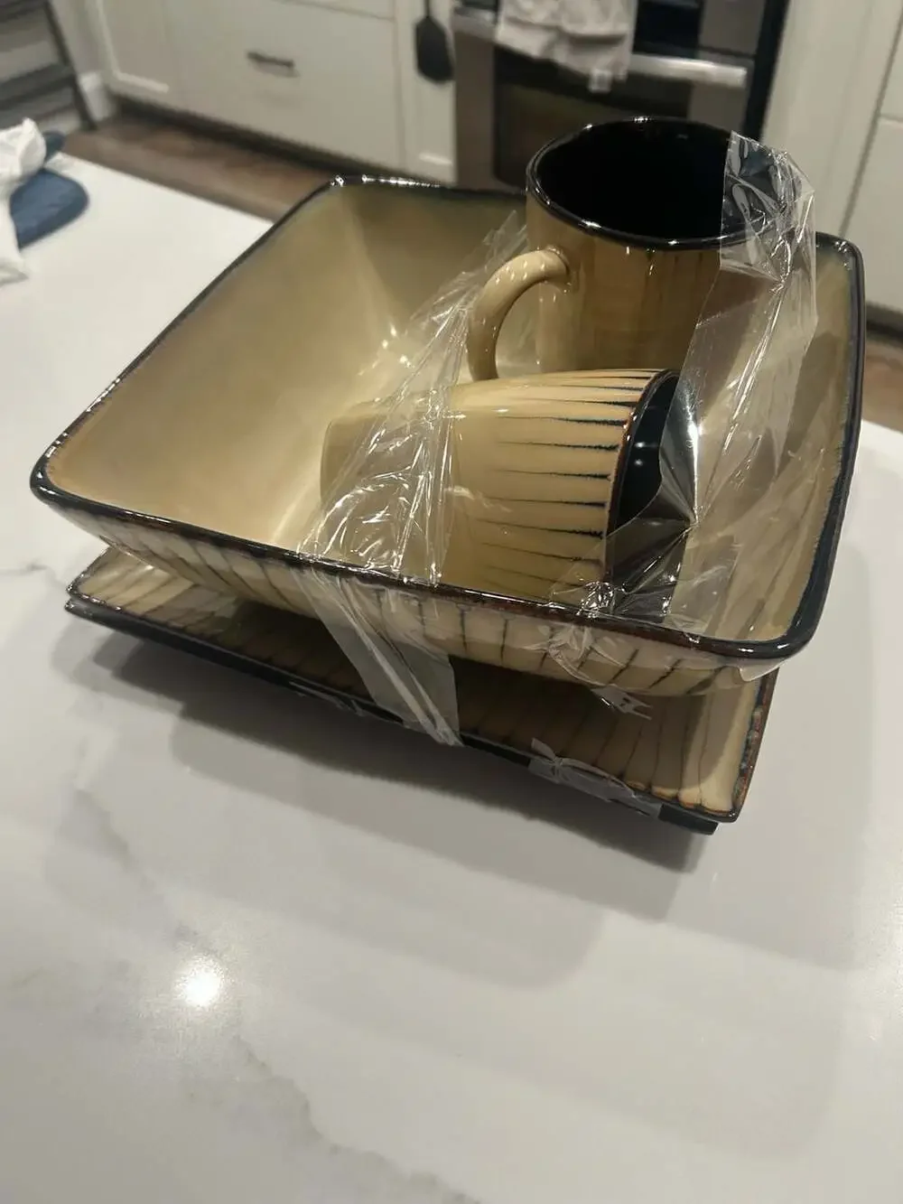 Threshold Bamboo Stoneware Square Dinnerware Replacement Set 5 pc